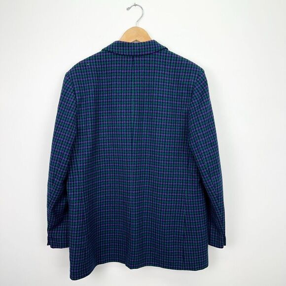 Pendleton Women’s Single Button Green Purple Houndstooth Navy Shell Blazer Jacke - Picture 2 of 11